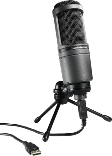 You’ll need a decent microphone for audio recording, like this Audio Technica AT2020 USB