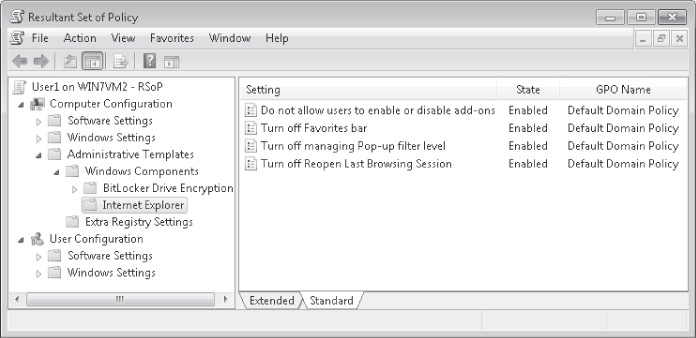 Resultant Set Of Policy shows which Group Policy settings have been applied and the Group Policy object responsible