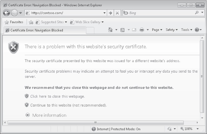 How Internet Explorer detects mismatched SSL certificates