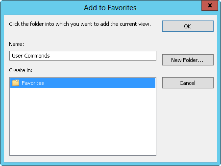 Save the current view of the console tool to the Favorites menu.