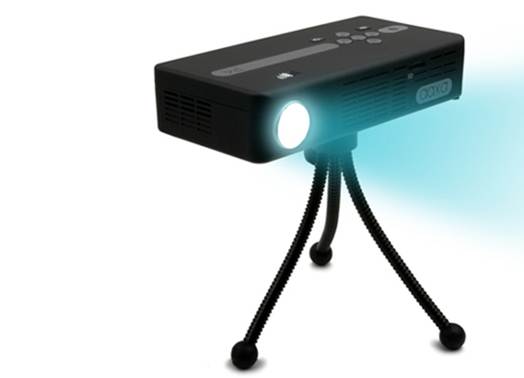 Description: Aaxa P4-X projector comes bundled with a remote and a tripod 