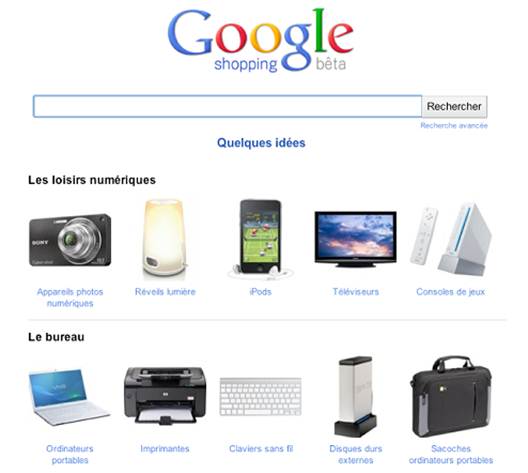 Description: Google Shopping website
