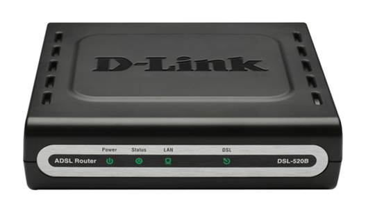 DSL modems like the D-Link DSL-520B connect through standard copper phone to provide broadband Internet access