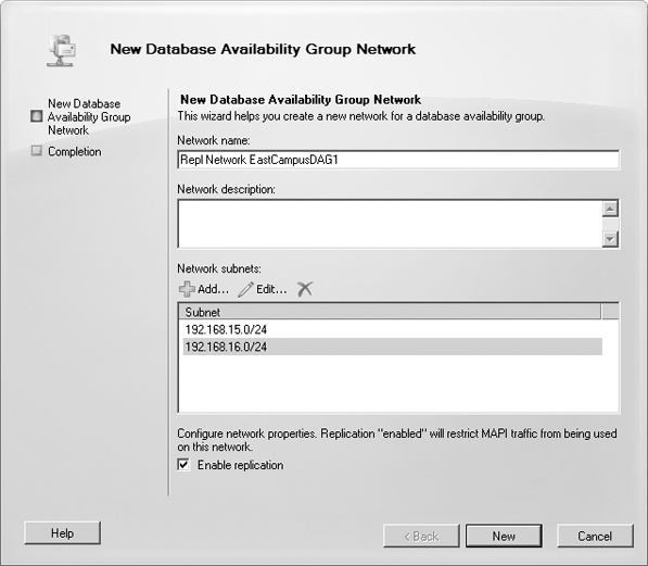 Create a network for the availability group.