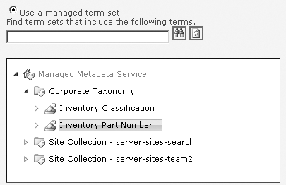 Select an existing term set from the term store for the new field.