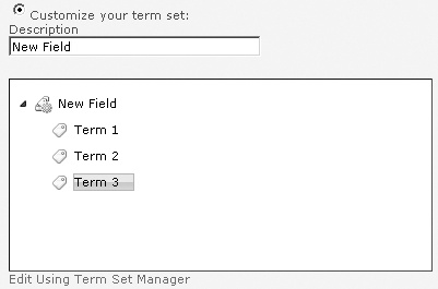Create a customized term set for the new field.