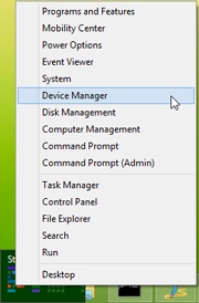 Power Users menu to access Device Manager
