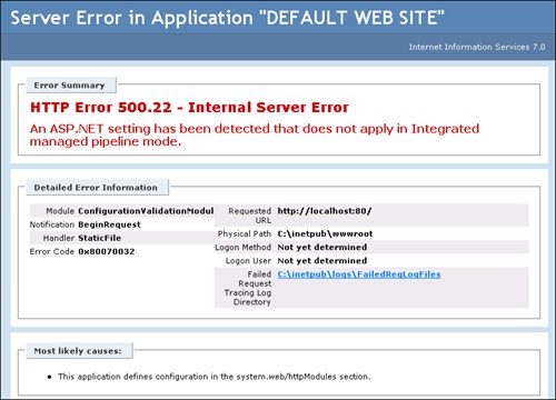 Server error indicating that migration is required to operate application in Integrated mode.