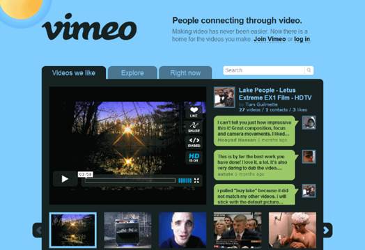 Vimeo is a U.S. based video sharing website on which users can upload, share and view videos.