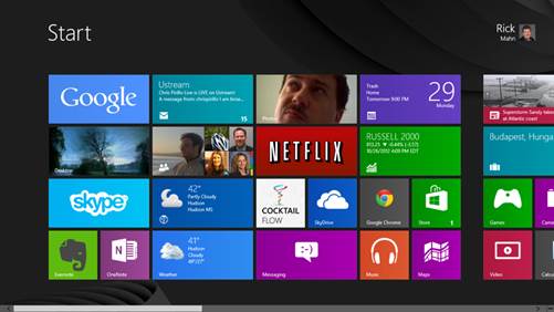 The Start menu is made up of square or rectangular icons called tiles