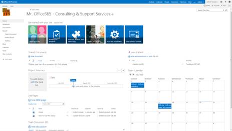 Office 365 preview edition team site setup