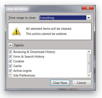 Description: In Firefox 9, you’ll want to bring up the Clear All History window.