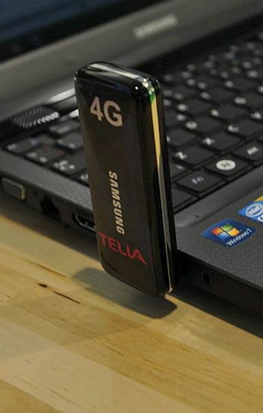 4G LTE single-mode modem by Samsung, operating in the first commercial 4G network by Telia 