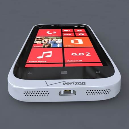 Along the Lumia 822’s bottom, a micro-USB port is located between the speaker and main microphone.