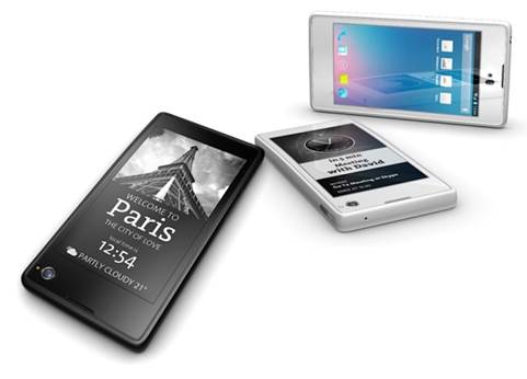 YotaPhone has a 4.3in, 1,280 by 720-pixel touchscreen at the front and a 4.3in E-Ink display on the back