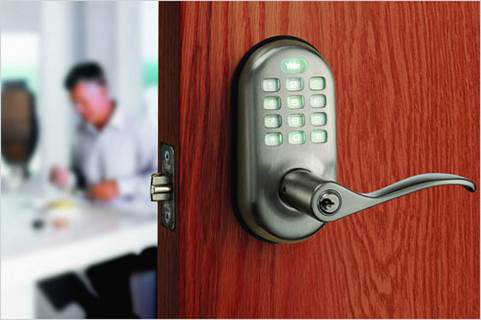 When the door is locked or unlocked the Crestron system can simultaneously turn lights on/off