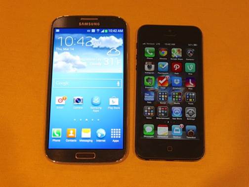Preliminary comparison between Samsung Galaxy S4 and Apple iPhone 5