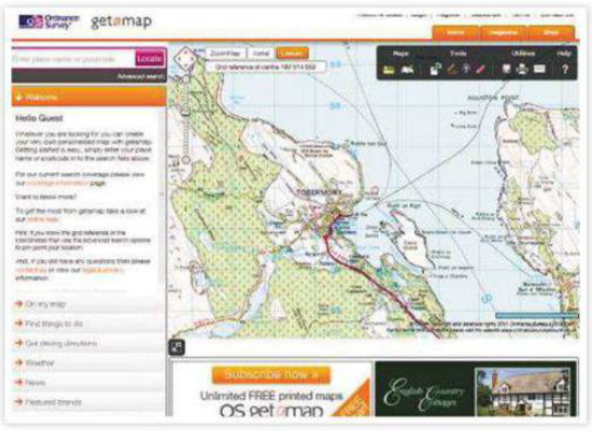 Description: OS getamap provides free access to the Landranger and Explorer maps, but you will have to pay to print large maps