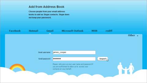 Description: You can now import contacts from Gmail, Facebook, Outlook etc. into Skype
