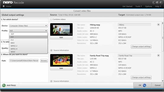 Use the latest high-quality video formats to convert, edit and burn your movies