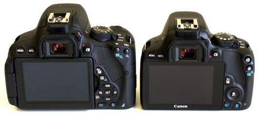 The Canon EOS 100D with the 700D