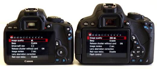 Canon EOS 100D's menu and the 700D’s