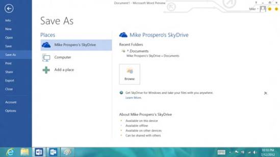 Save directly to SkyDrive