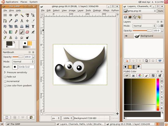 Gimp is a pure editor, and wisely eschews trying to do too much