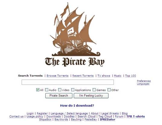 What people trying to access The Pirate Bay actually see