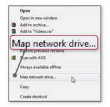Map the server’s shared folder to a drive in Explorer to access it more easily in Windows