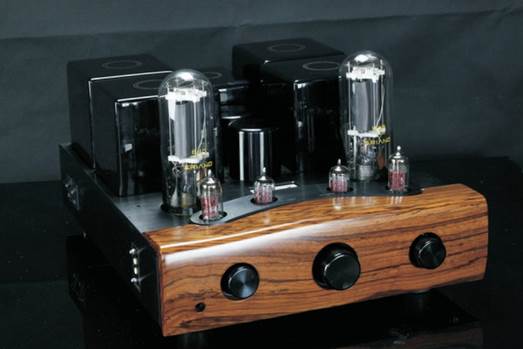 Wood trim and remote control are nice touches at the price. The amp is available with 845 or 211 power triodes