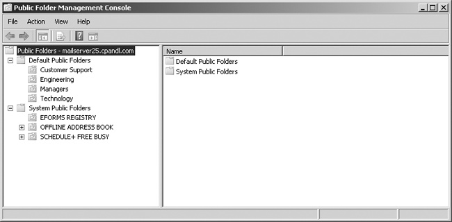 View and work with the public folder tree in the Public Folder Management Console.