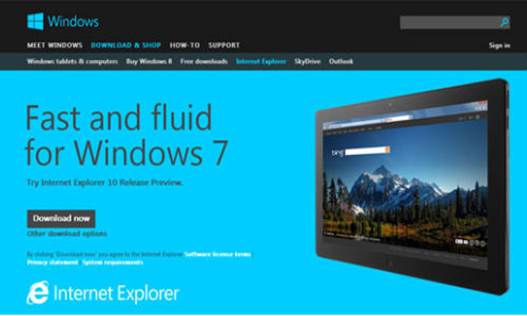 Internet explorer 10 can be installed on computers running Windows 7 with Service Pack 1 
