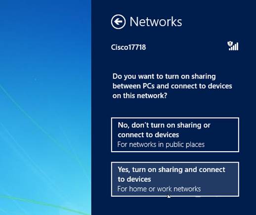 Enable sharing to allow PCs to communicate via a network