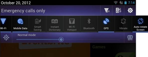 The Asus Quick Settings Panel