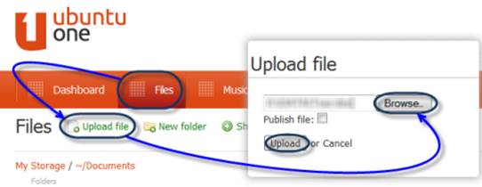 How to upload file in the Ubuntu One cloud
