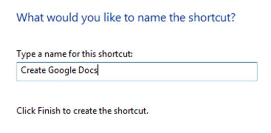Name the shortcut that you’re going to create