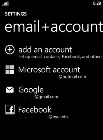 Email+account interface