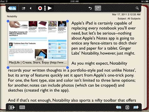 Notability may be the best note-creating app we can see iPad