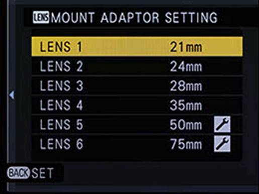 The X-E1 has a menu option to set the focal length of the lens you are using. This used to be filled in the EXIF data. The camera offers four presets corresponding to the most popular film wide angles - 21mm, 24mm, 28mm and 35mm and two more distant lens memories, which can be set freely (with 50mm and 75mm available by default)