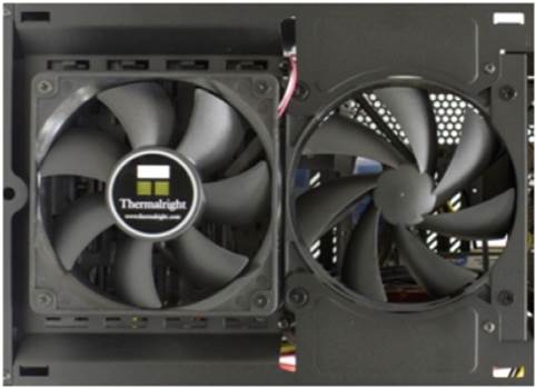 Front fan only cools 2.5-inch area.
