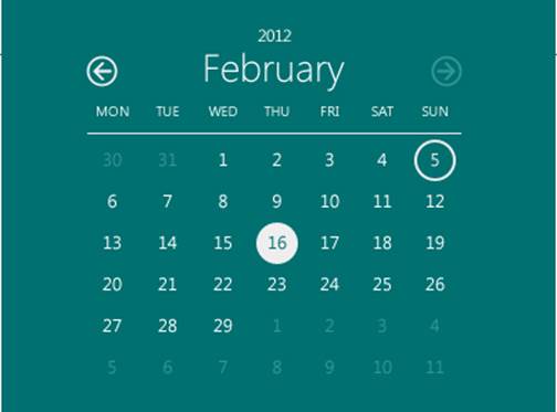 Calendar app of Windows 8