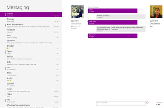 Messaging app on Windows 8