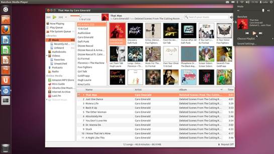 You can preview tracks before buying music from Ubuntu’s music store