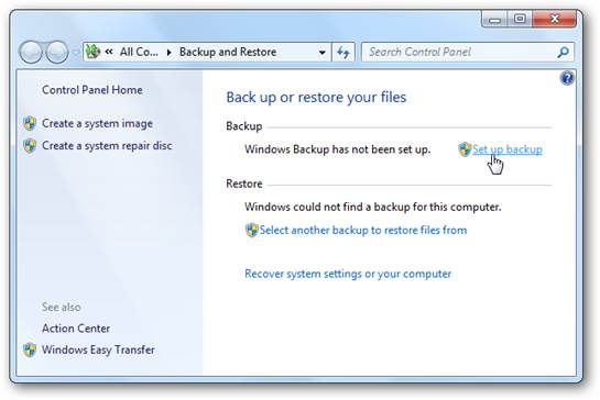 The new Windows backup feature only backs up files in the Windows libraries