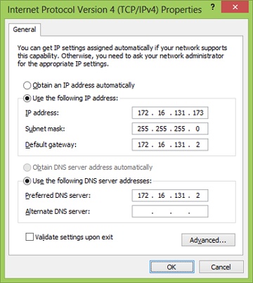 A system with manually configured IP settings