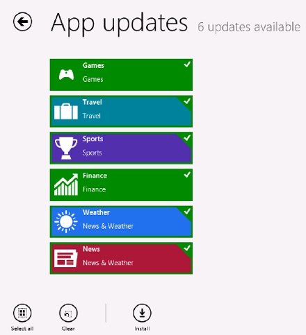 Updates available for apps