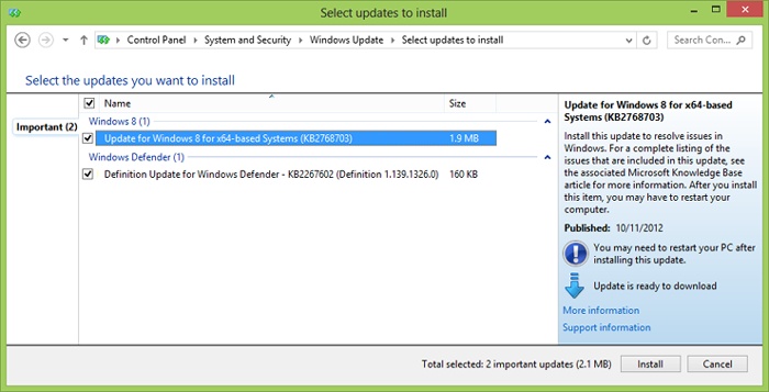 Windows identifying new updates that need to be installed