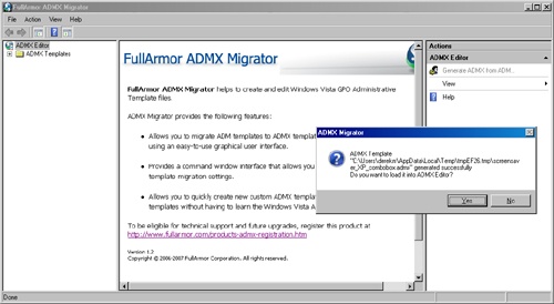 The ADMX Editor also provides support for migrating .adm templates to ADMX files.