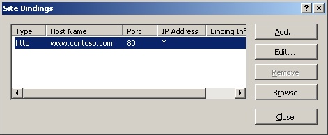 Configuring Web site bindings by using IIS Manager.
